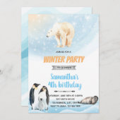 Arctische winterfeestthema uitnodiging (Voorkant / Achterkant)