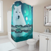 Arctische wolf en magische nacht Gepersonaliseerd Douchegordijn (In situ)