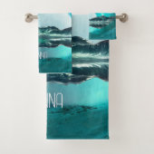 Arctische wolf en magische nacht met noorderlicht bad handdoek (Insitu)