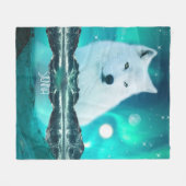 Arctische wolf en magische nacht met noorderlicht fleece deken (Voorkant (Horizontaal))