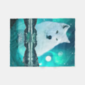 Arctische wolf en magische nacht met noorderlicht fleece deken (Voorkant (Horizontaal))