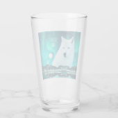 Arctische wolf en magische nacht met noorderlicht glas (Achterkant)
