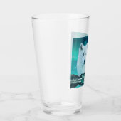 Arctische wolf en magische nacht met noorderlicht glas (Rechts)
