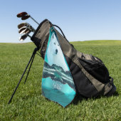 Arctische wolf en magische nacht met noorderlicht golfhanddoek (Groen)