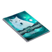 Arctische wolf en magische nacht met noorderlicht notitieboek (Rechterzijde)