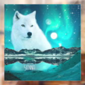 Arctische wolf en magische nacht met noorderlicht raamsticker (Vel 2)