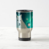 Arctische wolf en magische nacht met noorderlicht reisbeker (Center)