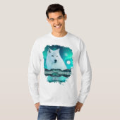 Arctische wolf en magische nacht met noorderlicht t-shirt (Voorkant volledig)
