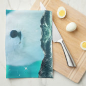 Arctische wolf en magische nacht met noorderlicht theedoek (Quarter Fold)