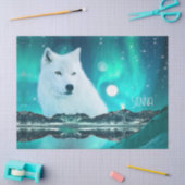 Arctische wolf en magische nacht met noorderlicht tissuepapier (Craft)