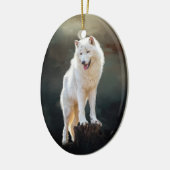 Arctische wolf keramisch ornament (Links)