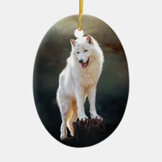 Arctische wolf keramisch ornament (Voorkant)