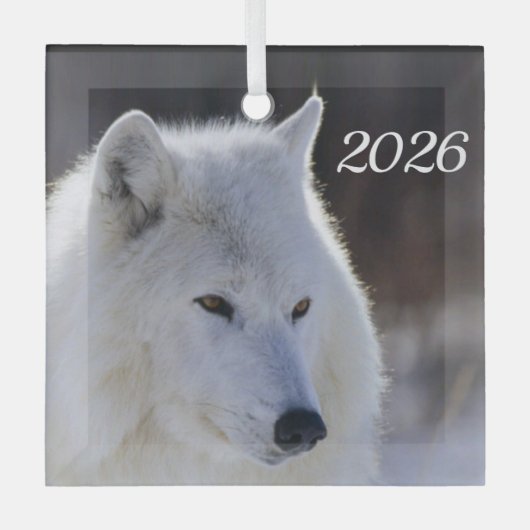 Arctische Wolf Sierstuk Glas Ornament (Voorkant)