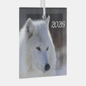 Arctische Wolf Sierstuk Glas Ornament (Voorkant Rechts)