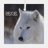Arctische Wolf Sierstuk Glas Ornament (Achterkant)