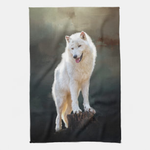 Arctische wolf theedoek