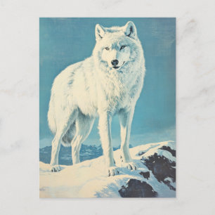 arctische wolf-vintage briefkaart