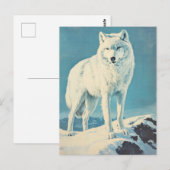 arctische wolf-vintage briefkaart (Voorkant / Achterkant)