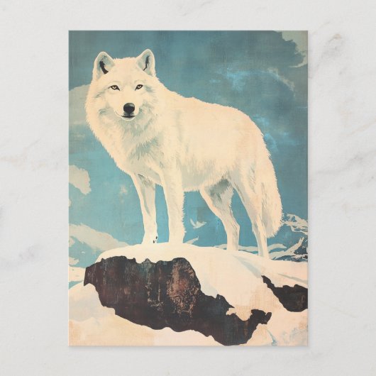 arctische wolf-vintage briefkaart (Voorkant)