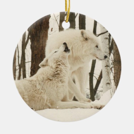 Arctische wolven in de winter keramisch ornament (Voorkant)