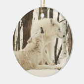 Arctische wolven in de winter keramisch ornament (Links)
