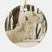 Arctische wolven in de winter keramisch ornament (Achterkant)