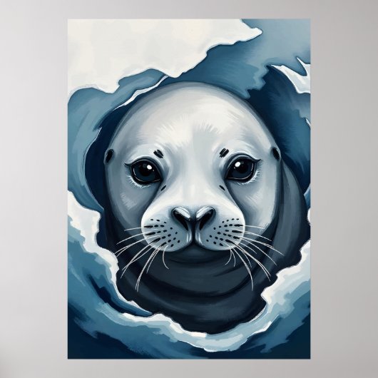 Arctische zeehond Close-Up – Winterdieren Poster (Voorkant)