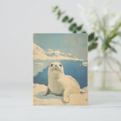arctische zeehond-vintage briefkaart (Staand voorkant)