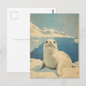 arctische zeehond-vintage briefkaart (Voorkant / Achterkant)