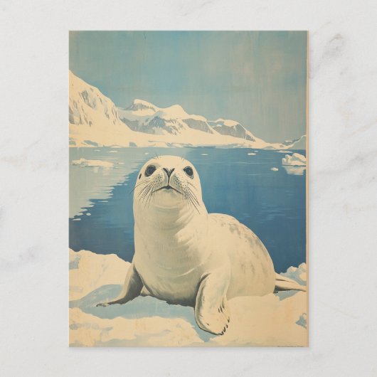 arctische zeehond-vintage briefkaart (Voorkant)