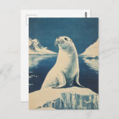 arctische zeehond-vintage briefkaart (Voorkant / Achterkant)