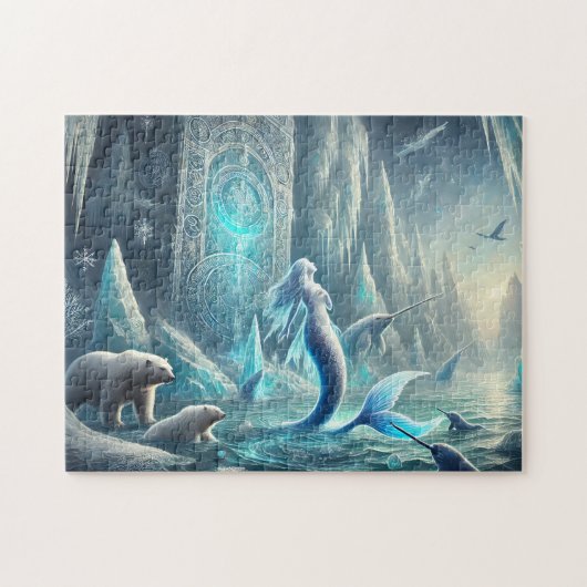 Arctische Zeemeermin Fantasie Pool Scene Legpuzzel (Horizontaal)