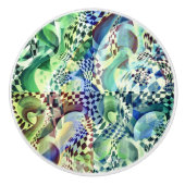 Ardeco Abstracte vervorming Emerald Keramische Knop (Voorkant)