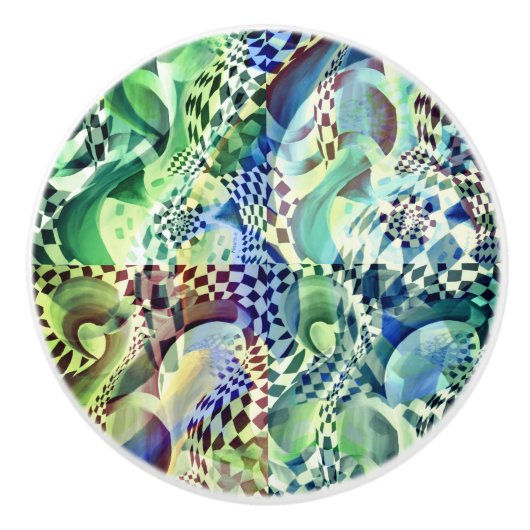 Ardeco Abstracte vervorming Emerald Keramische Knop (Voorkant)