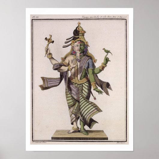Ardhanarishvara uit 'Voyage aux Indes et a la Ch' Poster (Voorkant)