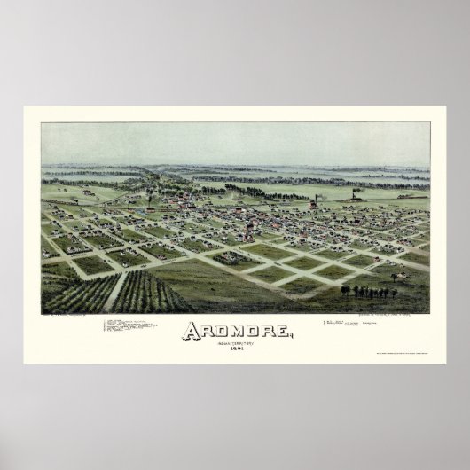 Ardmore, OK Panorama Map - 1891 Poster (Voorkant)
