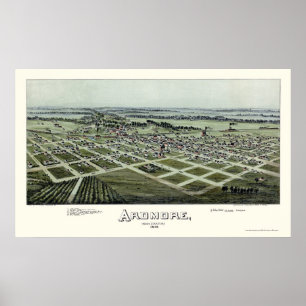Ardmore, OK Panoramische Kaart - 1891 Poster
