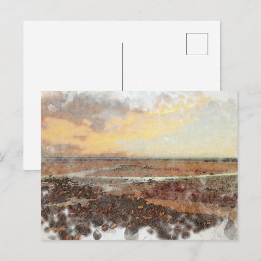 Ardrossan Beach Sunset Watercolour Briefkaart (Voorkant / Achterkant)