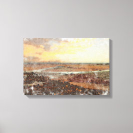Ardrossan Beach Sunset Watercolour Canvas Afdruk