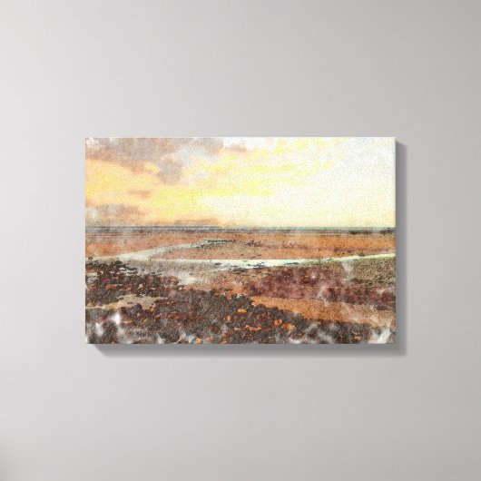 Ardrossan Beach Sunset Watercolour Canvas Afdruk (Voorkant)