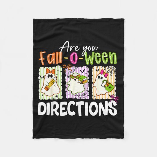 Are You Fall-o-ween Directions Cute Ghost Teacher Fleece Deken (Voorkant)
