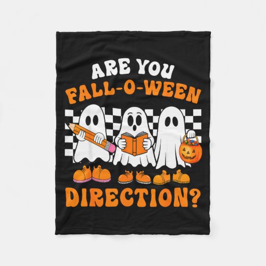 Are You Fall O Ween Directions Funny Ghost Teacher Fleece Deken (Voorkant)