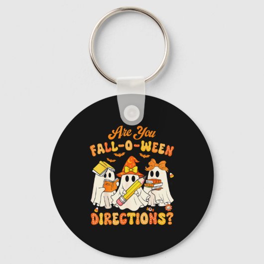 Are You Fall-o-ween Directions Funny Ghost Teacher Sleutelhanger (Voorkant)