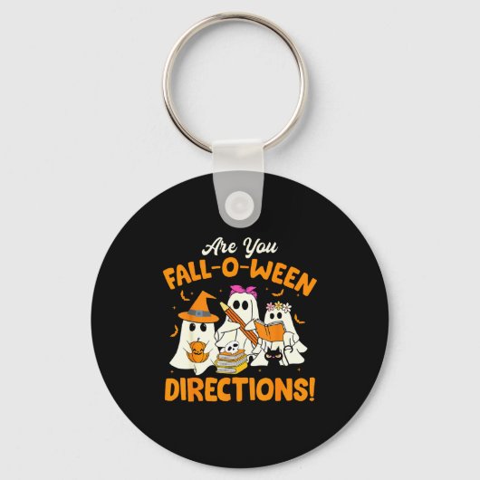 Are You Fall-o-ween Directions Funny Ghost Teacher Sleutelhanger (Voorkant)