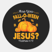 Are You Fall-o-ween Jesus Christian Pumpkin Hallow Ronde Sticker (Voorkant)
