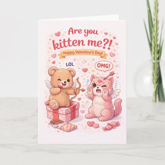 Are You Kitten Me? Cute Funny Cat Valentine’s Day  Kaart (Voorkant)