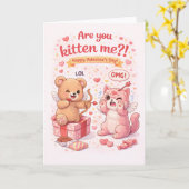 Are You Kitten Me? Cute Funny Cat Valentine’s Day  Kaart (Gele Bloem)