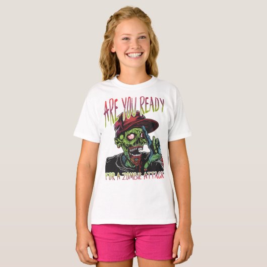 Are You Ready | Funny Kids Zombie Attack Shirt (Voorkant volledig)