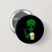 Area-51 Alien Beer Peace Sign Lazy Drink Hallow Ronde Button 5,7 Cm (Voorkant /achterkant)
