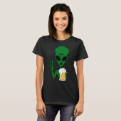 Area-51 Alien Beer Peace Sign Lazy Drink Hallow T-shirt (Voorkant volledig)